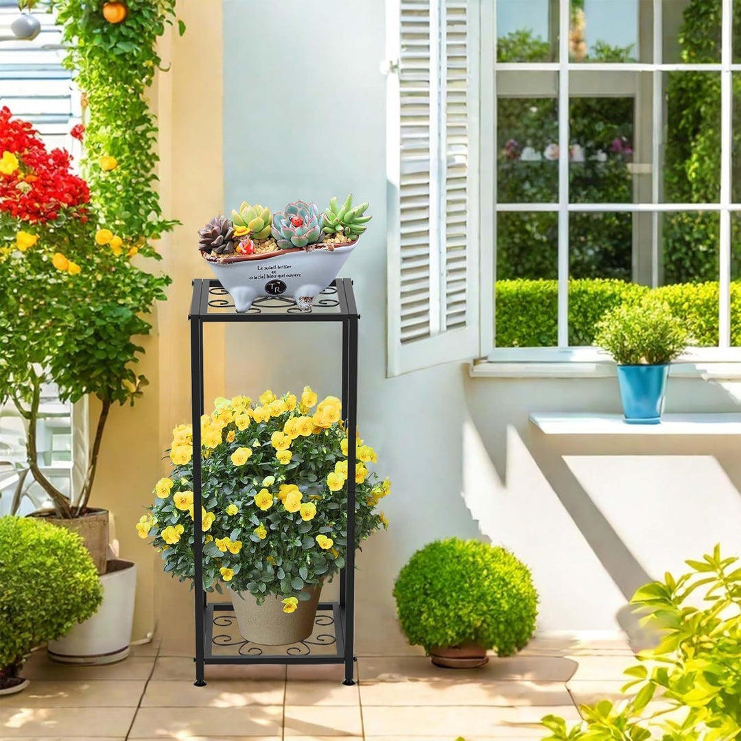 Blumenständer Metall Pflanzenständer Blumenhocker Schwarz Hoch Zimmer Deko, Moderner Pflanzenständer