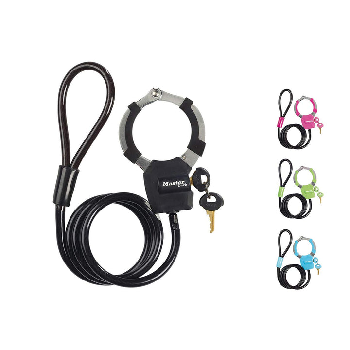 MASTER LOCK Kabelschloss mit Schlüssel [Kabel 1m], Farblich sortiert, Kabel
