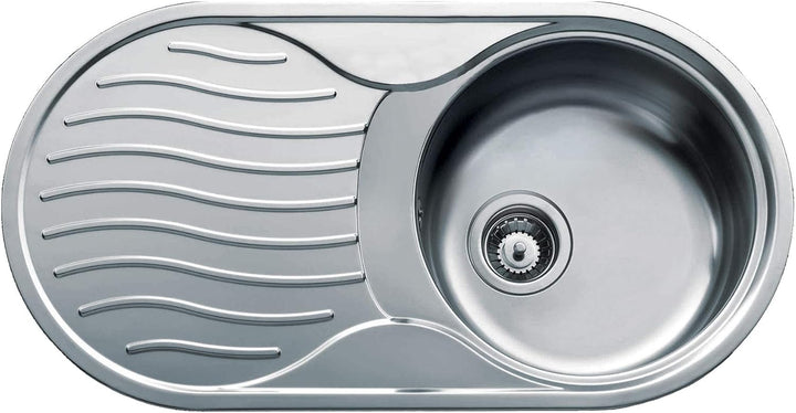FREGADERO DR-80 1C 1E REV Fregadero inox cubeta redonda y escurridor, 160mm, Mueble 45