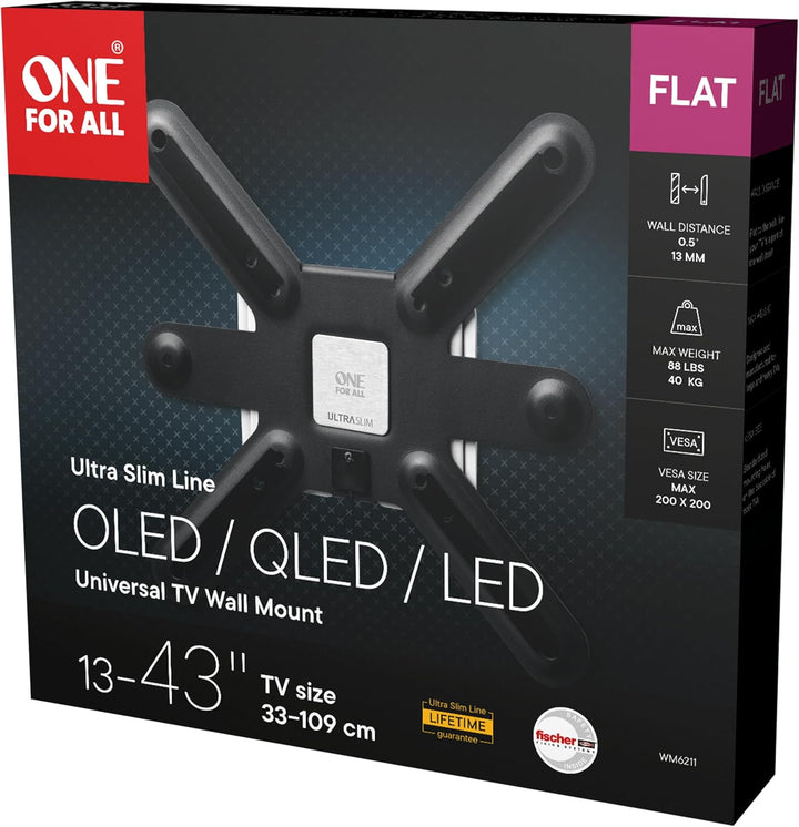 One For All TV-Wandhalterung - Fernseher Halterung - Curved 4K OLED QLED LED Flachbildfernseher - 13