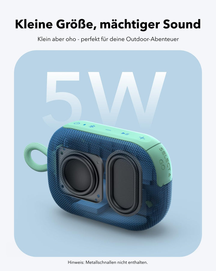 soundcore Select 4 Go Bluetooth Lautsprecher, ultraportabel, bis zu 20h Wiedergabe, IP67 Wasser- und