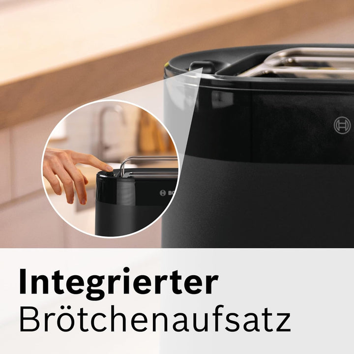 Bosch Kompakt Toaster MyMoment TAT2M123, integrierter Brötchenaufsatz, mit Auftaufunktion, mit Absch