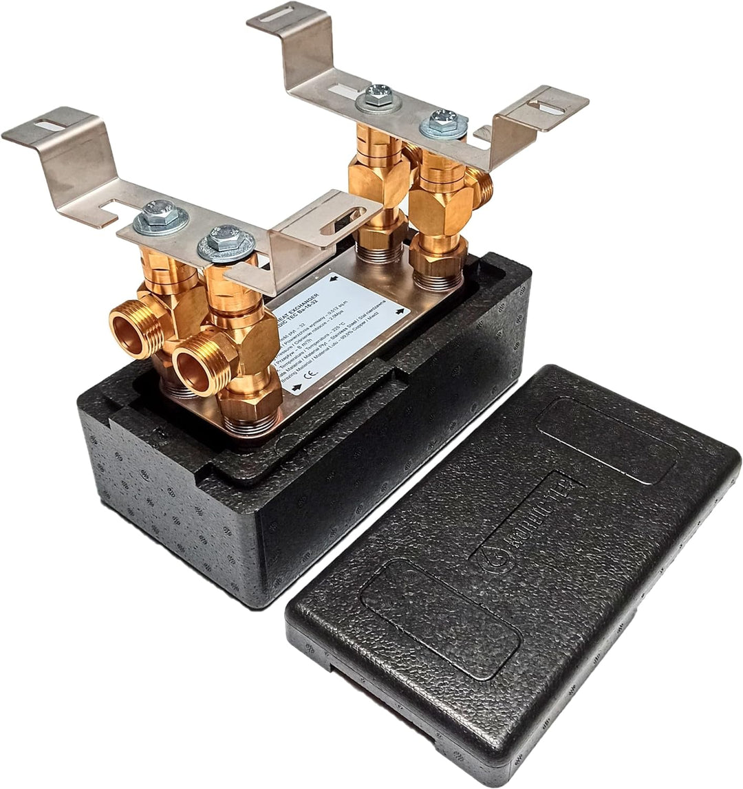 Edelstahl Plattenwärmetauscher Nordic Tec Ba-16-32 Wärmetauscher 32 Platten 130kW 1” mit Isolierung