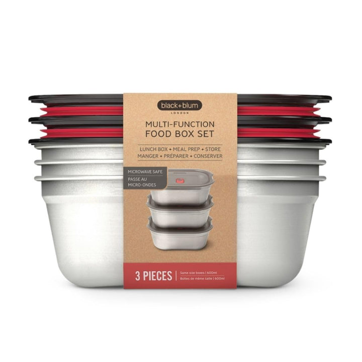 BLACK + BLUM Multifunktions Lunchbox Edelstahl Set 3 x 600ml, 100% auslaufsichere Meal Prep Boxen mi