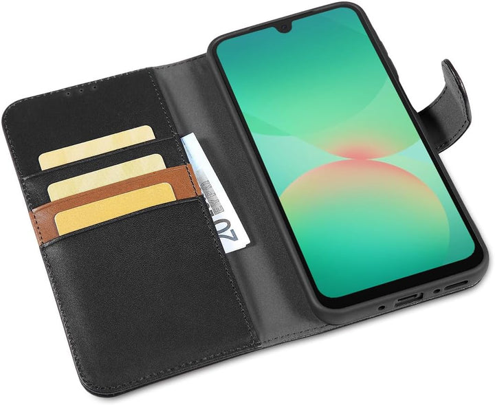 LENSUN Echtleder Hülle für Samsung Galaxy A26, Handyhülle [Echtes Leder][Magnetverschluss][RFID Schu