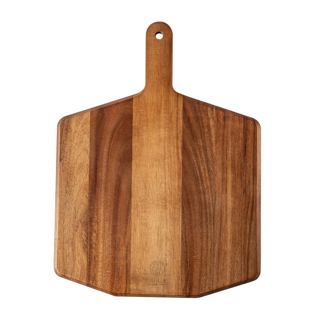 BF BILL.F SINCE 1983 Akazienholz Schneidebrett 42 x 31 x 2 cm – Grosses Holzbrett mit Griff, Oktagon