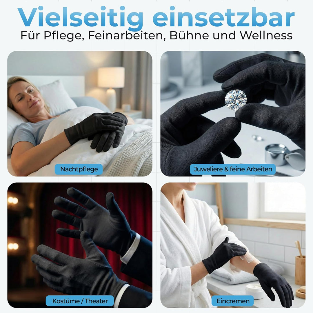 Dermatest: Sehr Gut LAVAMED Baumwollhandschuhe Schwarz als Schutzhandschuh - Baumwoll Handschuhe aus