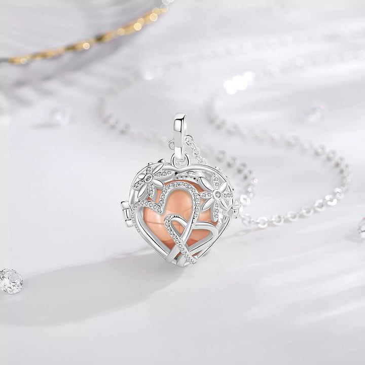 EUDORA Harmony Ball Asche Urnen Kette für Damen, Einäscherung Schmuck Silber Verkupfert Memorial Urn
