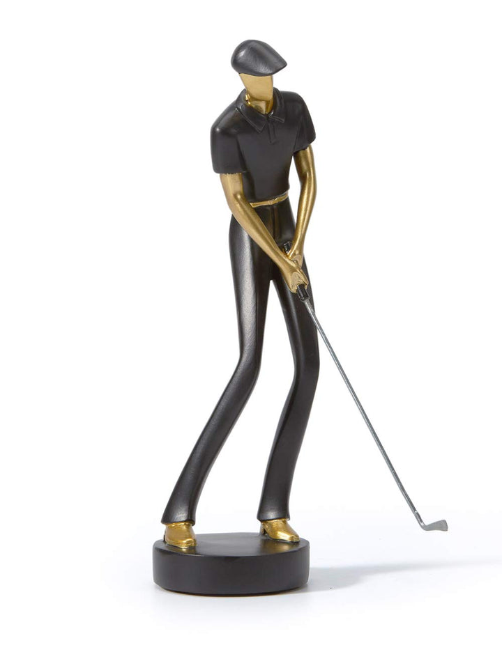 Amoy-Art Golfer Figuren Statue Modern Dekor Skulptur Wohnzimmer Kunst Golfspieler Arts Polyresin Wei