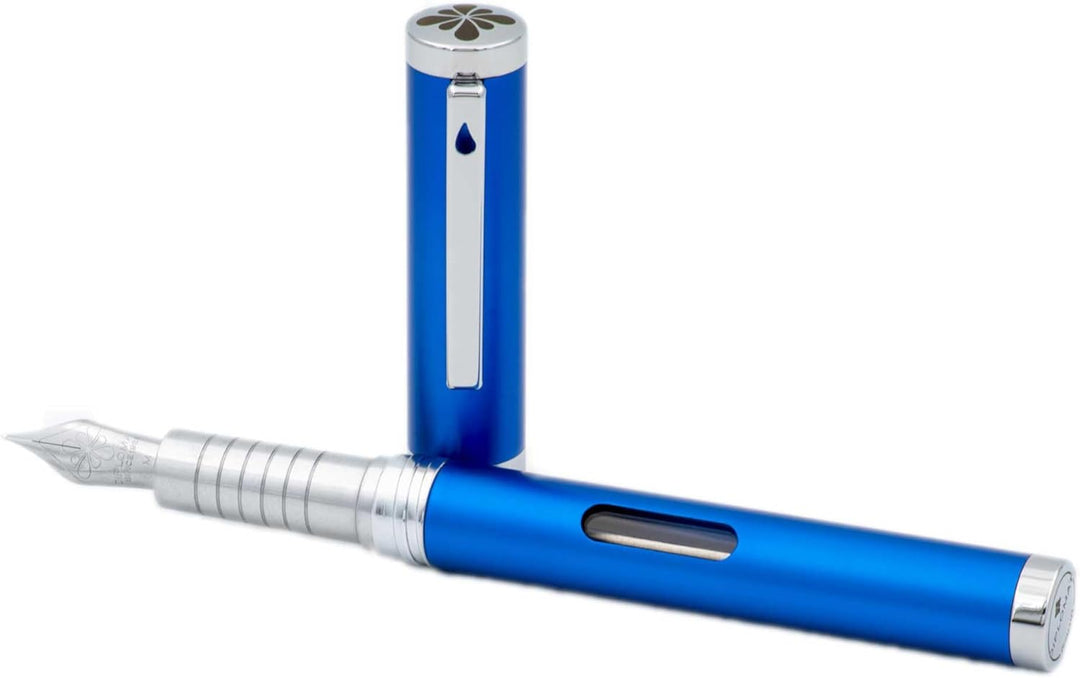 DIPLOMAT NEXUS Füllhalter Edelstahlfeder mit Tintenglas blau/Federstärken: B/Füllfederhalter/Handgef