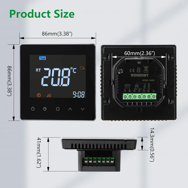 Wengart Digitaler Thermostat WG538,Thermostatsteuerung für den Innenbereich,wöchentliche Programmier