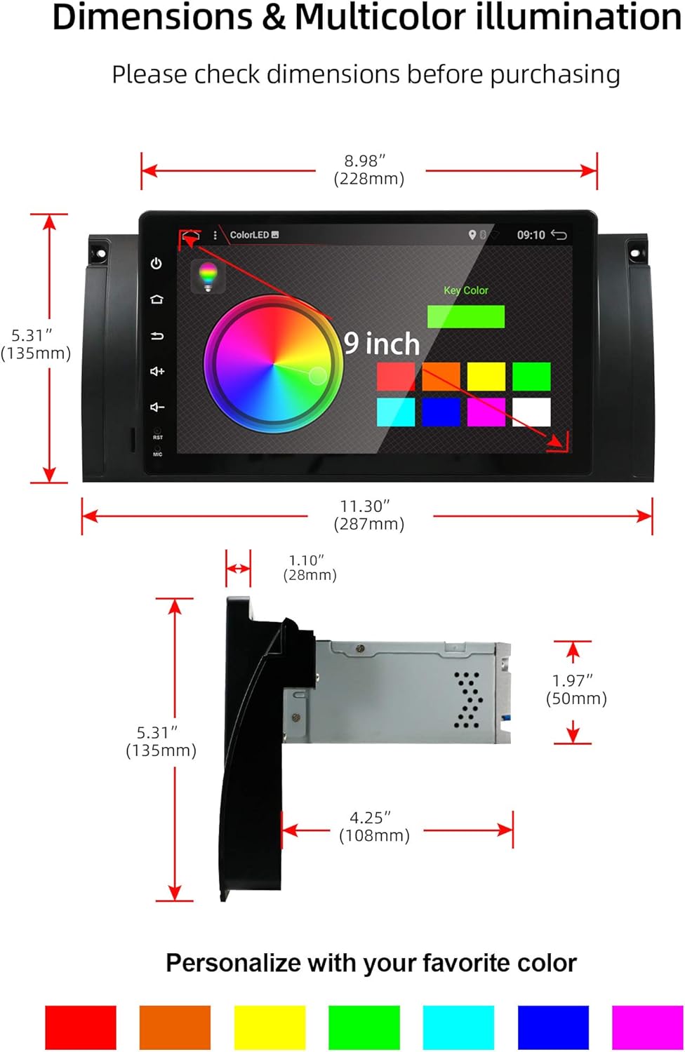 JOYX Android 10 Autoradio Passt für BMW 5 E39 | M5 Navigation -GPS 1 Din - Rückfahrkamera Canbus KOS