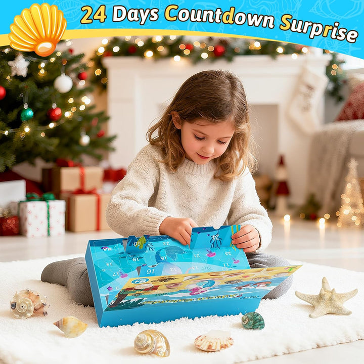 Adventskalender 2025 Kinder, 24 Tage Weihnachts-Adventskalender Countdown, Muscheln Adventskalenders
