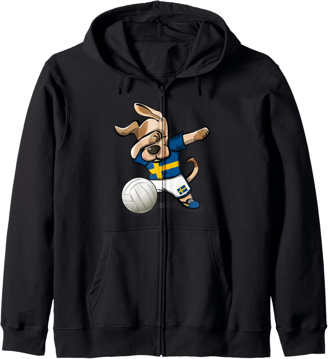 Tupfender Hund Schweden Volleyball Schwedische Flagge Sport Kapuzenjacke
