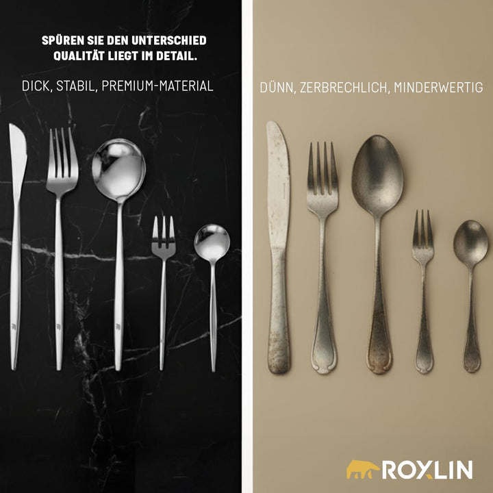Premium Besteckset, 30-teilig, Gold, Edelstahl, Spülmaschinenfest, Elegantes Design, Tafelbesteck fü