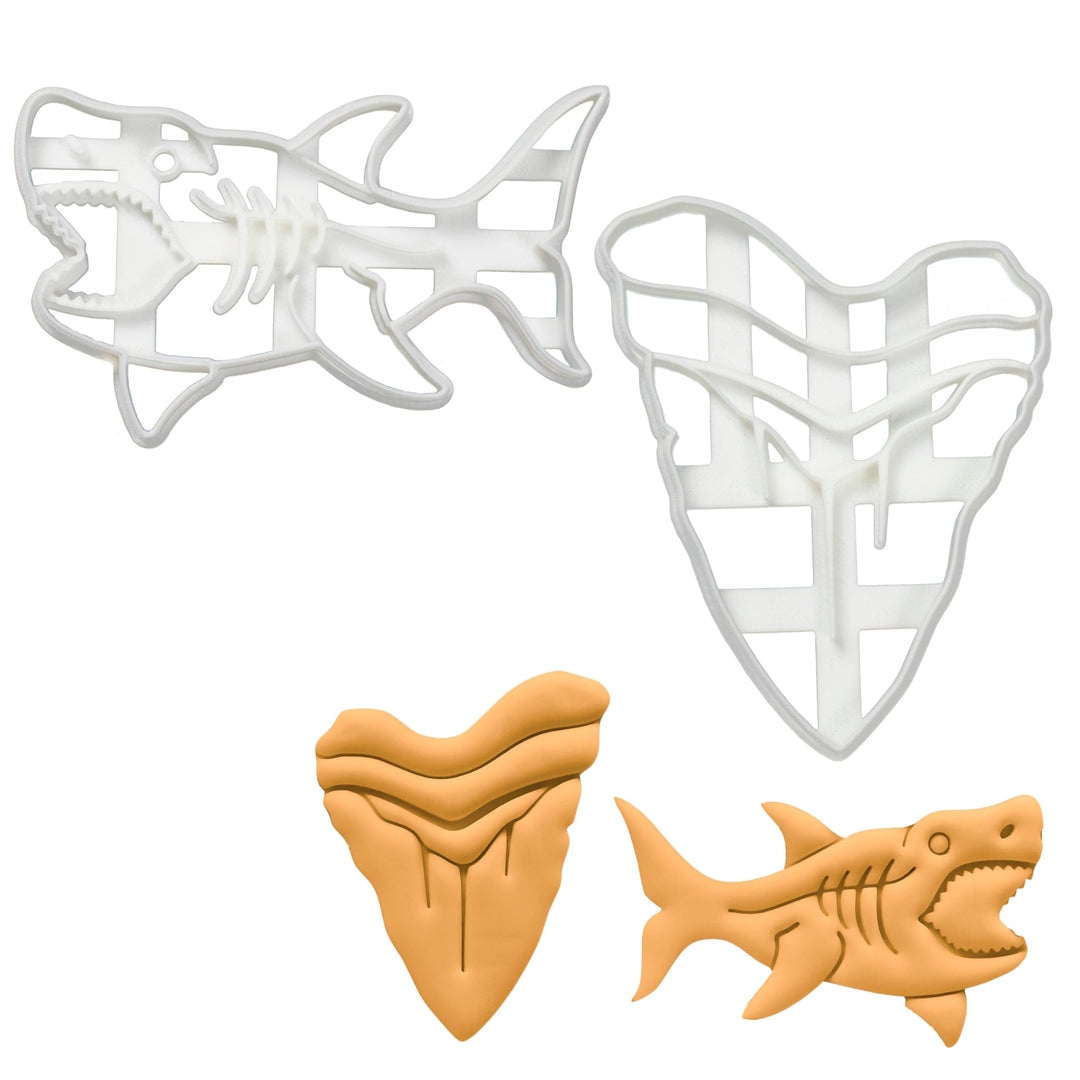 2er Set Megalodon Ausstechformen (Formen: Zahn & Hai), 2 Teile, Bakerlogy