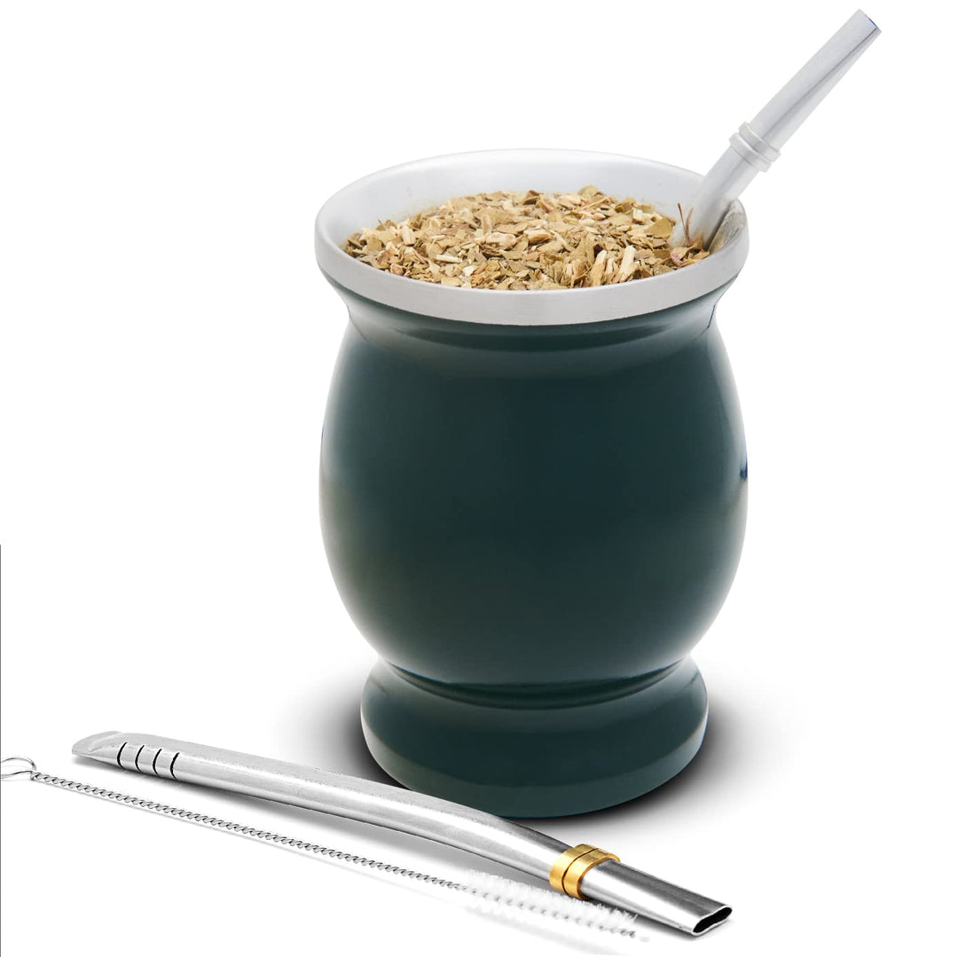 balibetov Yerba Mate Tee Set (Mate Becher) aus Rostfreiem Edelstahl mit Bombilla (Strohhalm) für Mat