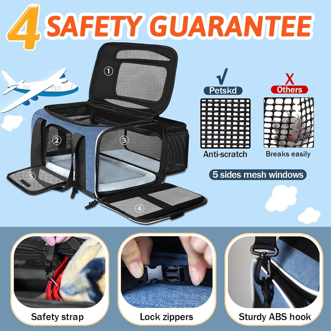 Petskd Erweiterbare Haustier-Tragetasche Oben und seitlich, 45,7 x 33 x 24,1 cm, Southwest Allegiant