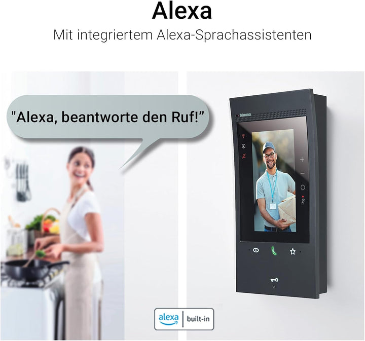 BTICINO, Classe 300EOS with Netatmo in Schwarz, erste smarte Wi-Fi-Video-Innenstelle mit integr. Ale