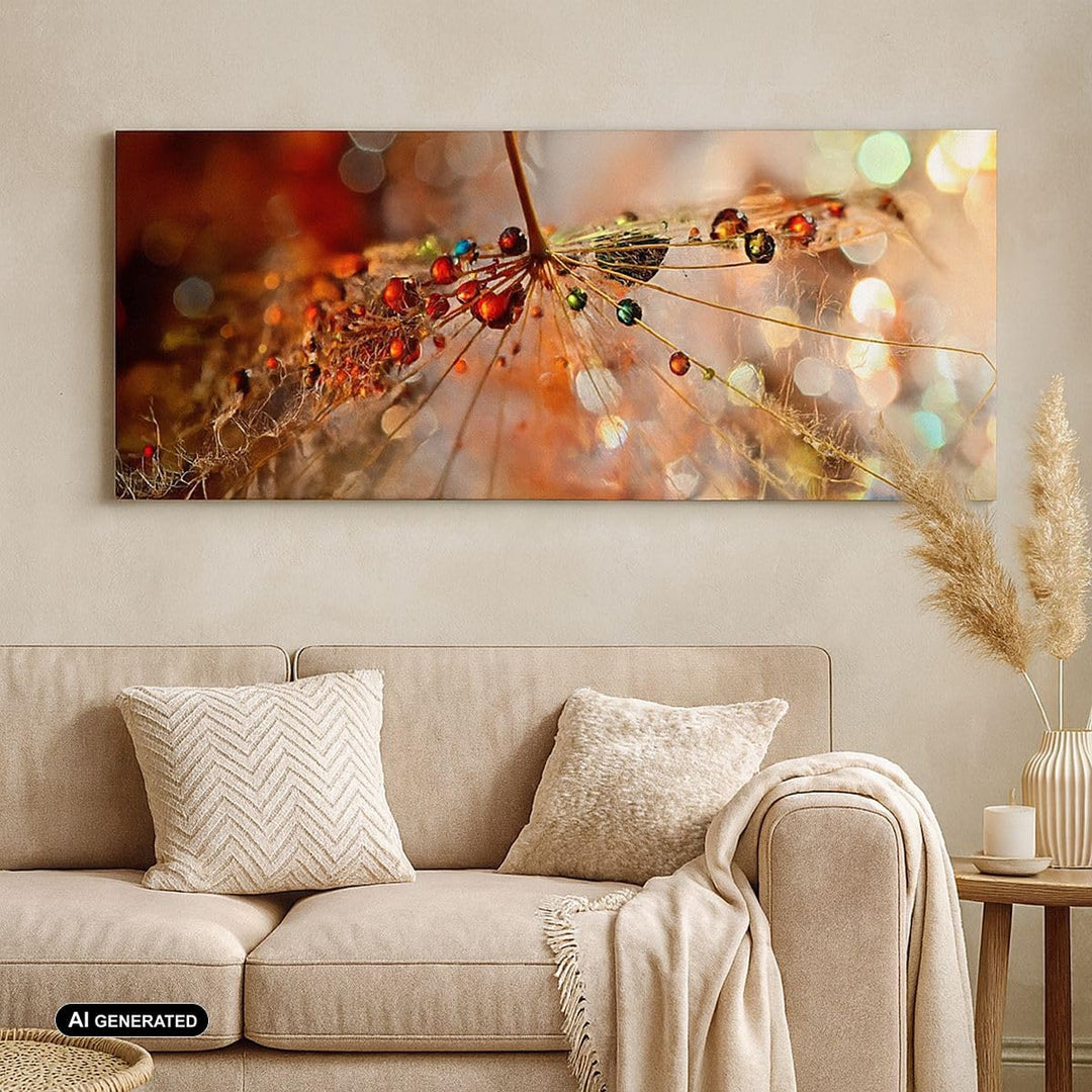 Wandbilder Dekoration Wohnzimmer Spinnennetz modern Panorama Bilder auf Leinwand 120x50cm Leinwandbi
