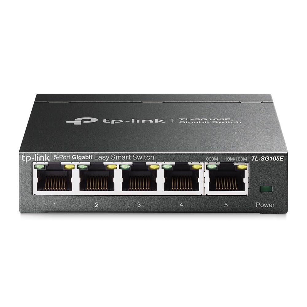 TP-Link TL-SG105E 5-Ports Gigabit Easy Smart Managed Netzwerk Switch(Plug-and-Play,Metallgehäuse, Qo
