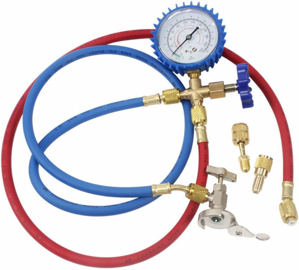 UKCOCO Kältemittel Manometer Set für Auto und Haushalt Klimaanlagen, Monteurhilfe mit Gummi Befüllsc