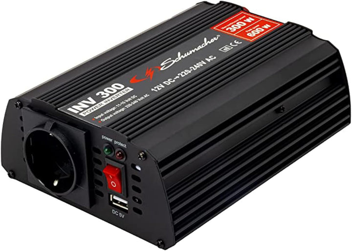 Schumacher INV 300 Spannungswandler Modifizierter Sinus-Wechselrichter 12V DC > 220V/240V AC - Dauer