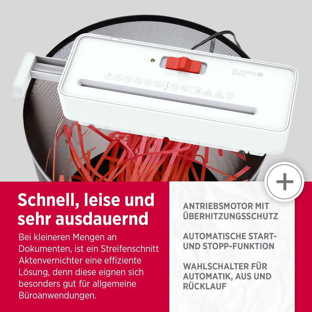 OLYMPIA PS 16 Aktenvernichter Aufsatz | Kompakter Papierschredder für zu Hause | Schredder Aktenvern