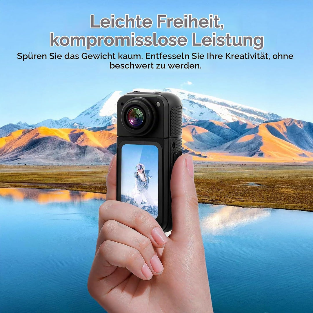 WiFi Action Cam 2.7K 1080P, 180° Drehbares 1,47-Zoll Display &amp; APP-Steuerung, Sportkamera, Motorrad