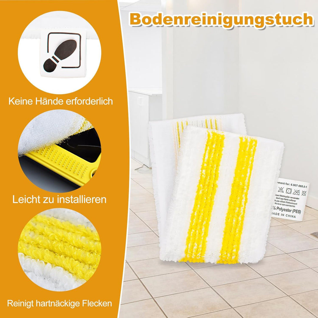 5 Mikrofaser-Tuchset Kompatibel für Kärcher Dampfreiniger Universal Bodentuchset EasyFix SC 2, SC 3,