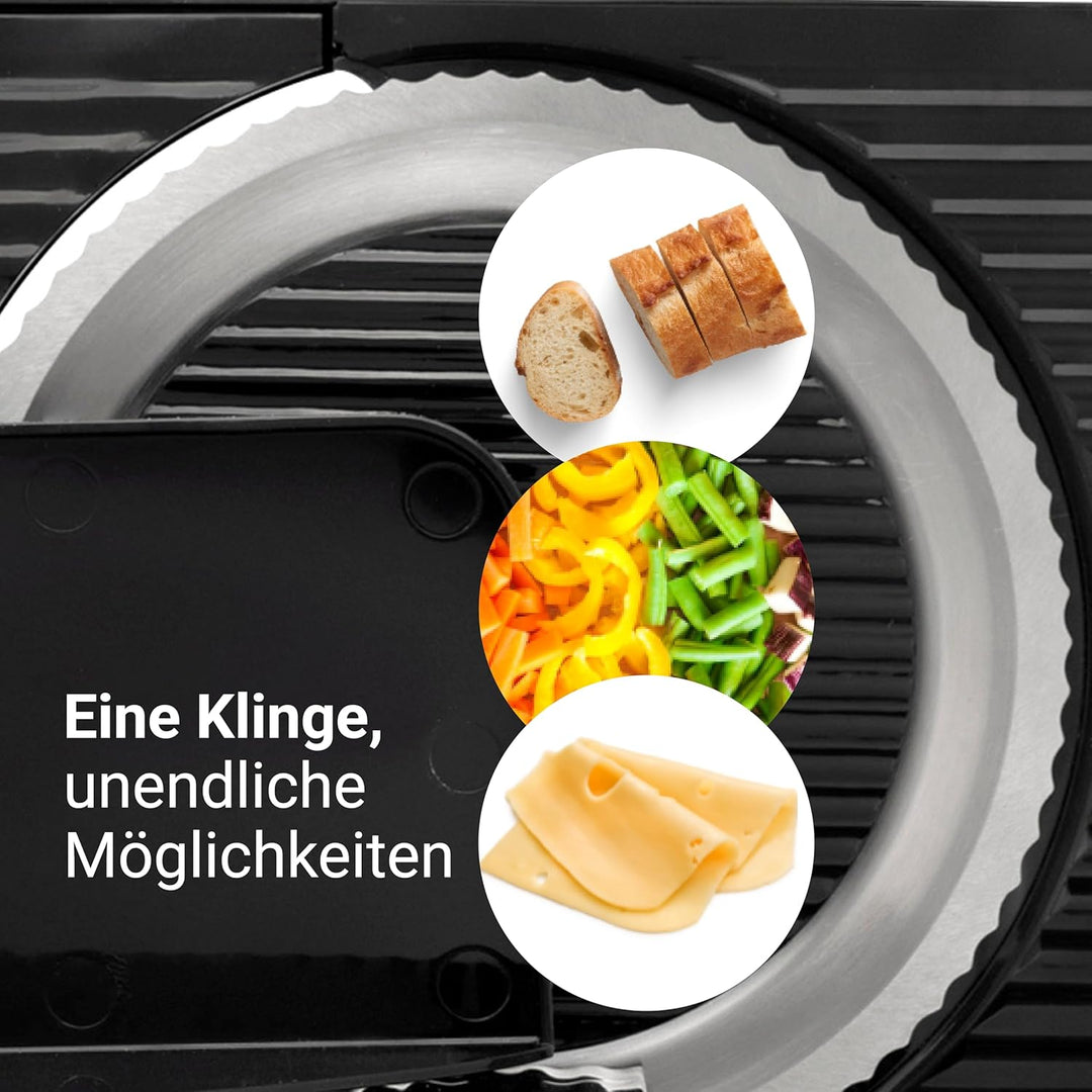 EUREL RS42 Allesschneider SCHWARZ Made in Europa I platzsparend klappbar Elektrischer Schneidemaschi