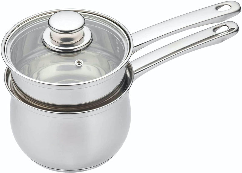 KitchenCraft Wasserbadtopf 2-teilig 16cm aus Edelstahl in Silber, 10 cm Porringer, Porringer