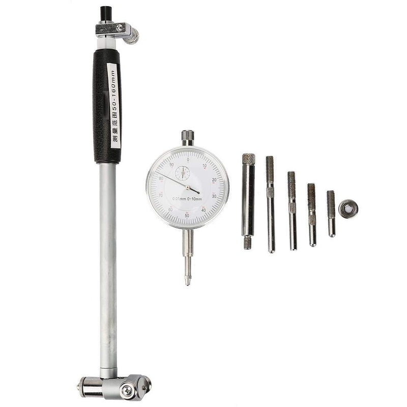 50-160mm Dial Bore Gauge, Walfront Innenzylinder Bohrungslehre Set Zylinder Tool Kit 0.01mm Graduier