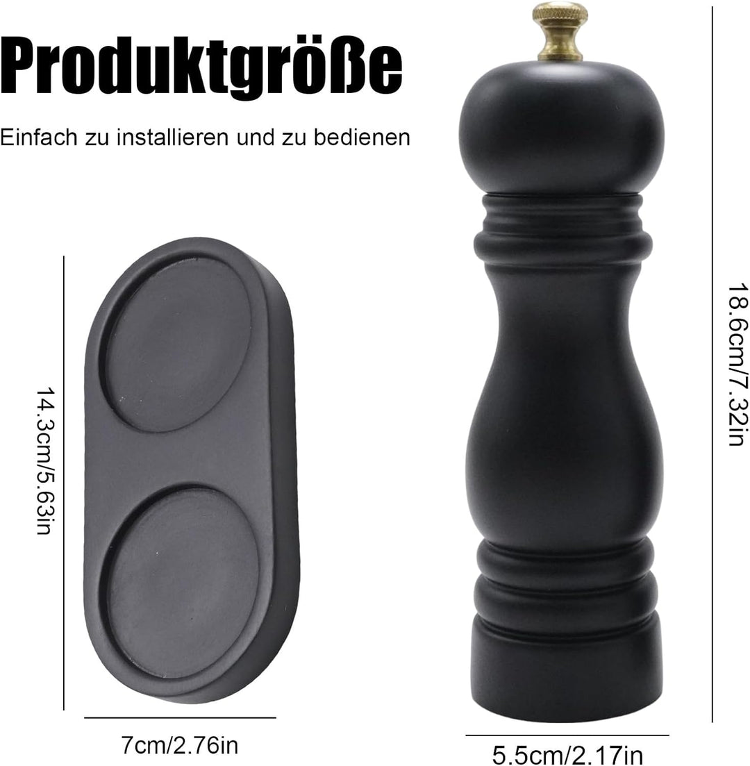 Salz und Pfeffermühle Set mit Tablett, 2 Stück manuelle Salz Pfefferstreuer, 21cm/8 Zoll Keramikmahl