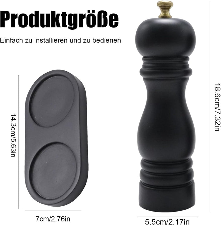 Salz und Pfeffermühle Set mit Tablett, 2 Stück manuelle Salz Pfefferstreuer, 21cm/8 Zoll Keramikmahl