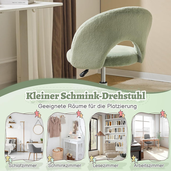 Bonnlo Homeoffice Stuhl, Schreibtischstuhl, Schminktisch Stuhl, Bürostuhl ohne Armlehnen, Drehstuhl