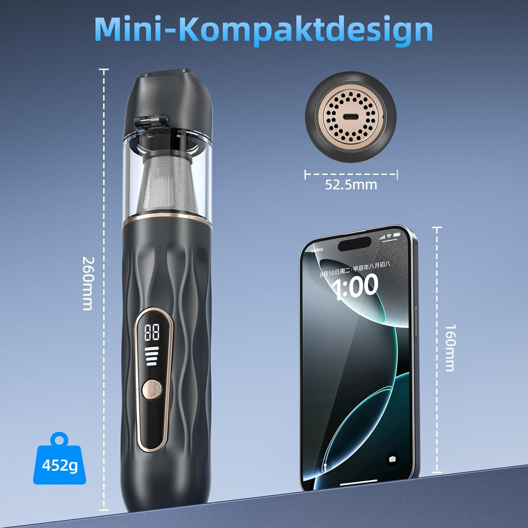 Ombrex 20000pa Handstaubsauger Akku, 3 IN 1 Auto Staubsauger Stark mit 4 Saugmodi, Portable Vacuum C