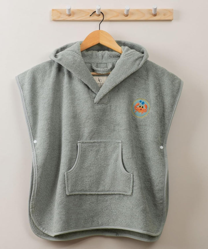 PandaHome Linden & Green Badeponcho Kinder, Frottee-Poncho für Jungen und Mädchen aus 100% Baumwolle