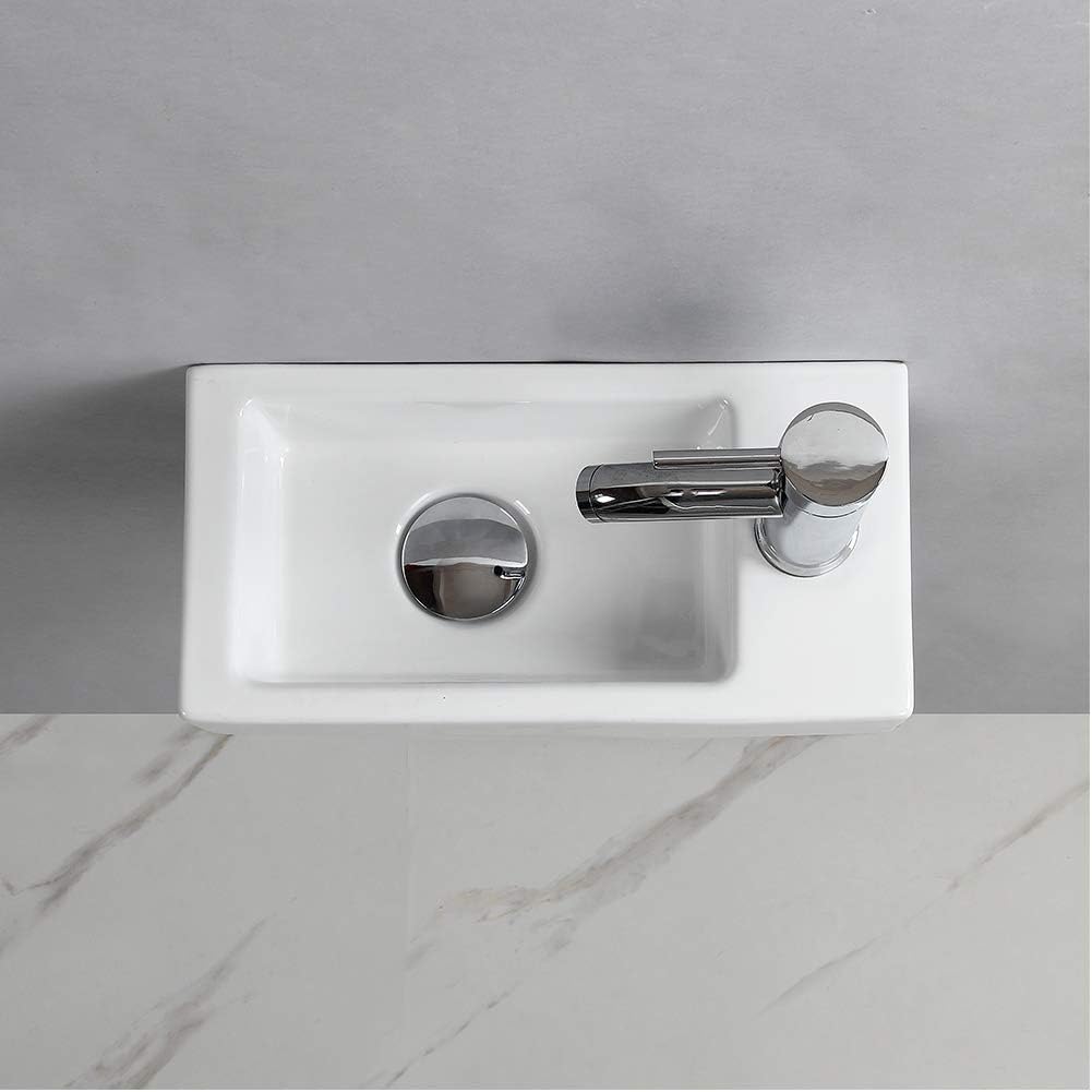 Waschbecken zur Wandmontage, klein, rechteckig, Keramik, rechts Moderne, Moderne