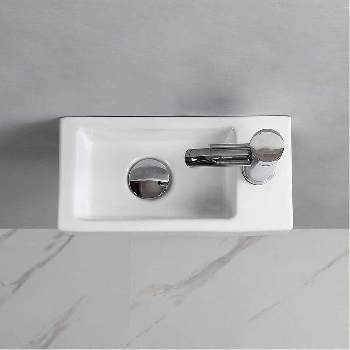 Waschbecken zur Wandmontage, klein, rechteckig, Keramik, rechts Moderne, Moderne