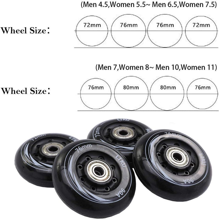 LIKU Black Professional Inline Skates Unisex Men 7,Women 8, Men 7,Women 8