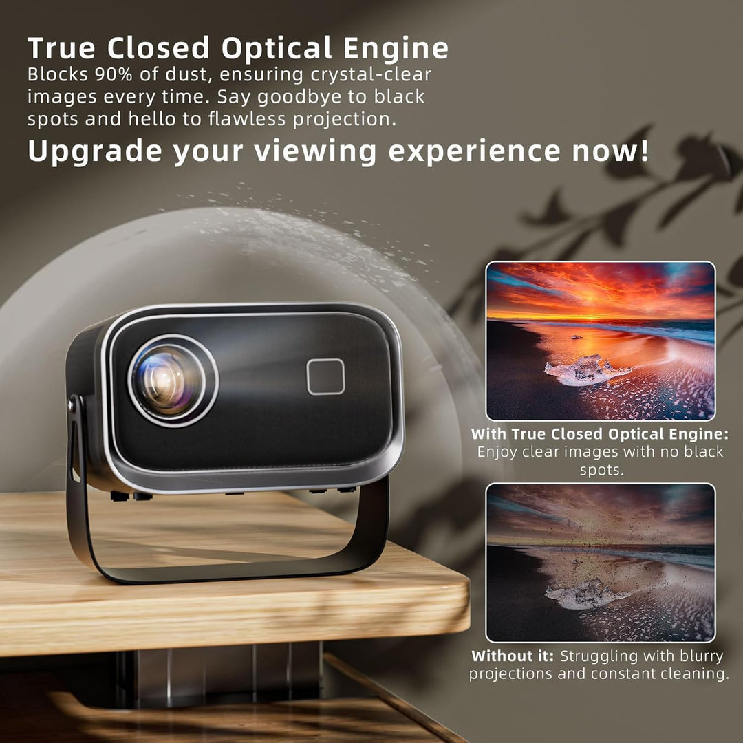 Beamer【±360° Drehbar/Remote Focus/Trapezkorrektur】 Mini Beamer Jimveo Beamer 1080P Full HD 15000L Wi