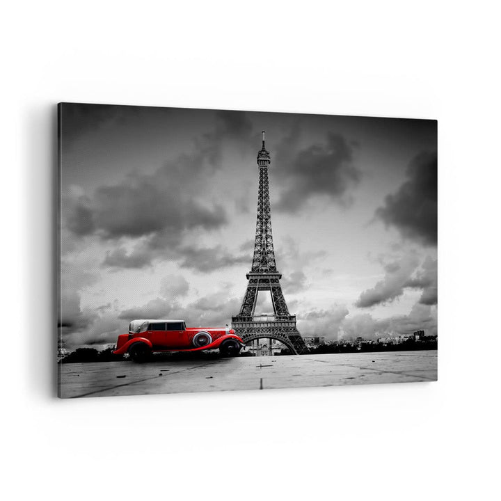 Bilder auf Leinwand 100x70cm Leinwandbild Auto Eiffle Paris Stadt Gross Wanddeko Bild Schlafzimmer K
