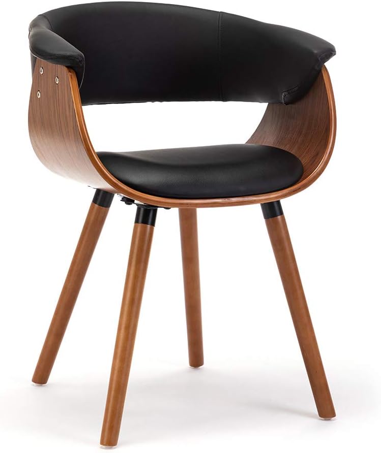 Mingone Esszimmerstühle Holz Küchenstühle mit Armlehnen Retro Design Massivholz Stuhl Kunstleder Sit