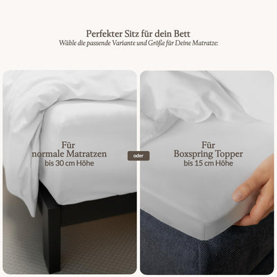 bo&button® Mako Satin Spannbettlaken | Echte Bio Luxusqualität | ALLE GRÖssEN für Matratzen & Boxspr