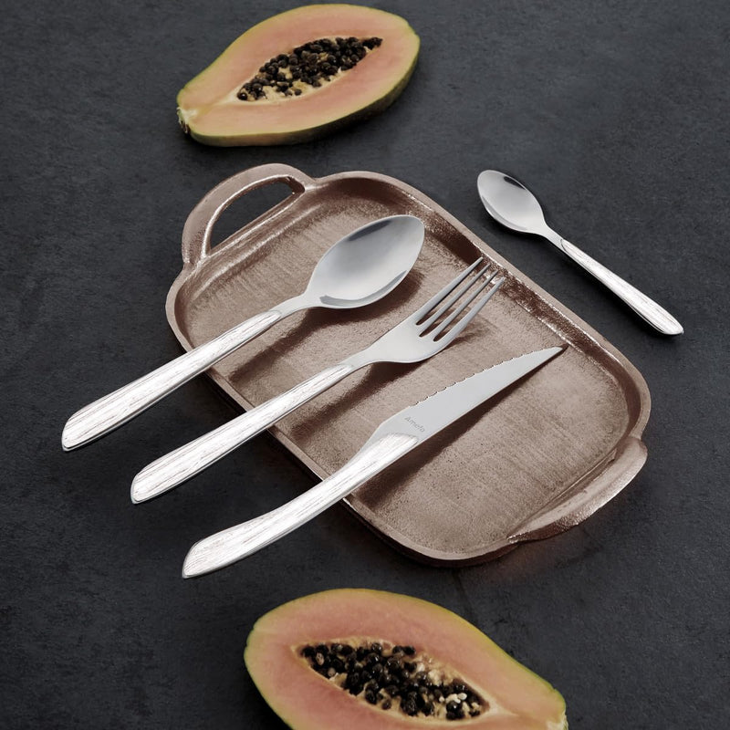 Amefa ECLAT Besteck Set | NATURE Weiss Holz | Essbesteck 24-teilig für 6 Personen | Edelstahl rostfr