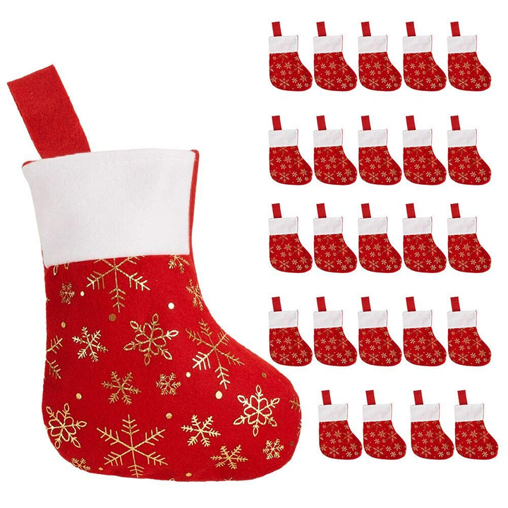 CCINEE Weihnachtsstrümpfe, Weihnachtsstrümpfe, Schneeflocken, Weihnachtsstrumpf, rotes Flanell, Kuns