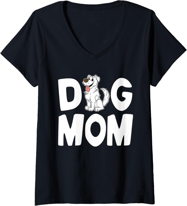 Damen Dog Mom Hundemama Hunde Mutter Hunde Mama Hund Mutti Mami T-Shirt mit V-Ausschnitt