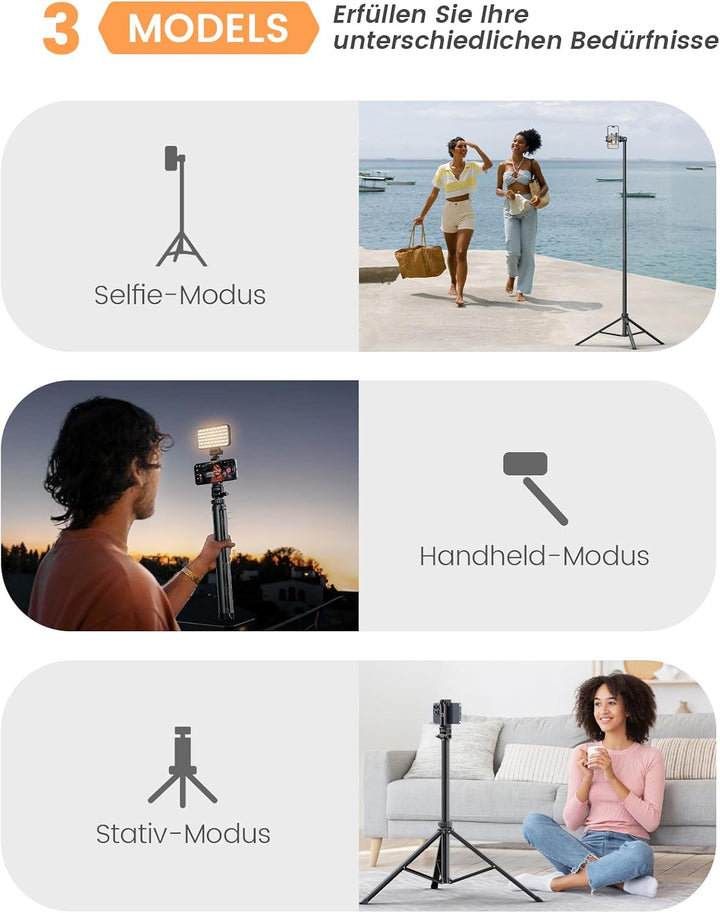 Pnitri 180cm Handy Stativ für Smartphone mit Licht 180cm mit licht, 180cm mit licht