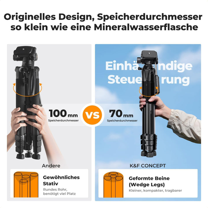 K&F CONCEPT Kamerastativ S254A3+BV01, Leichtes Stativ mit Tasche,172cm Handystativ,Tripod für Canon